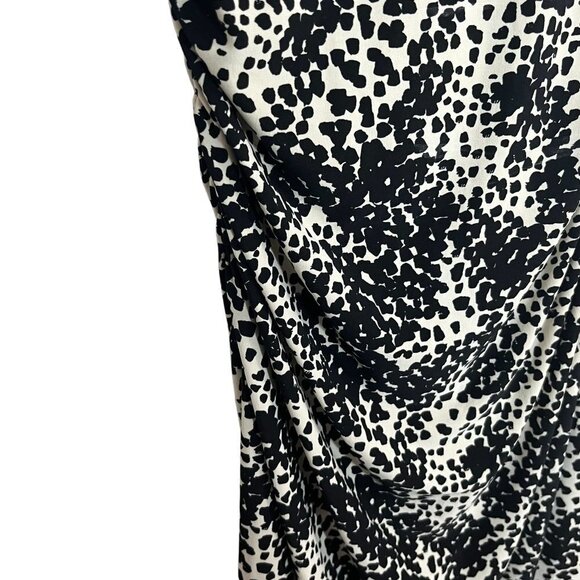 Norma Kamali Black White Abstract‎ Animal Print Spotted Ruched Dress Size Medium - Picture 5 of 10